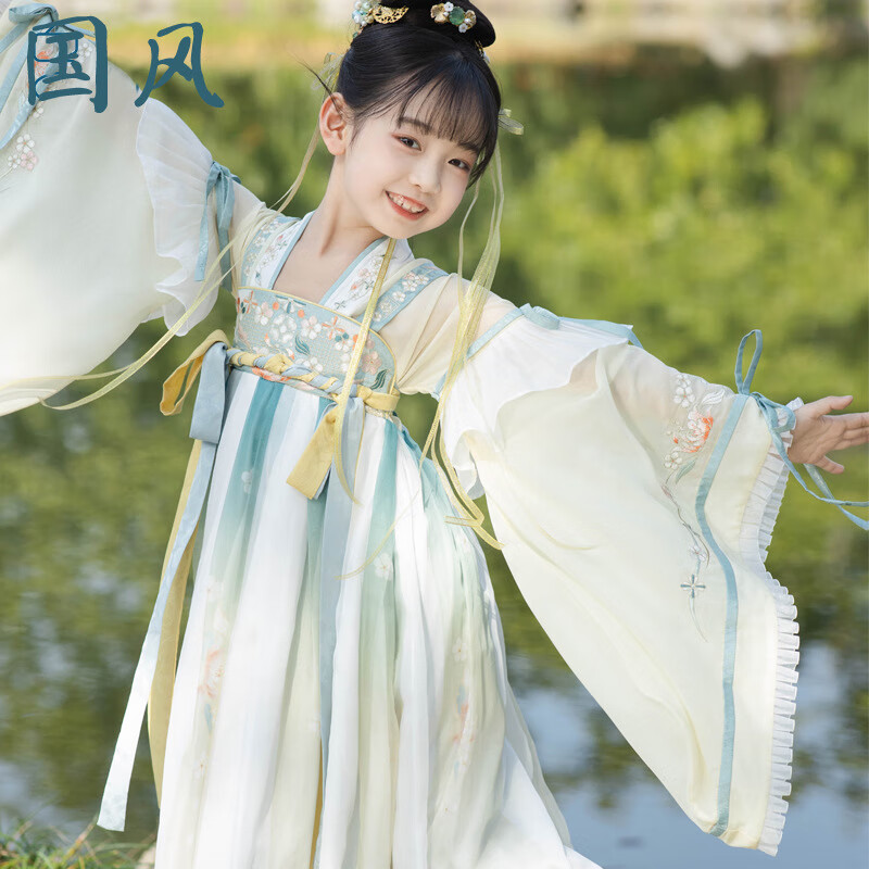 黛女童汉服秋季薄款2022新款古风套装中国风古装襦裙汉服儿童女小学生