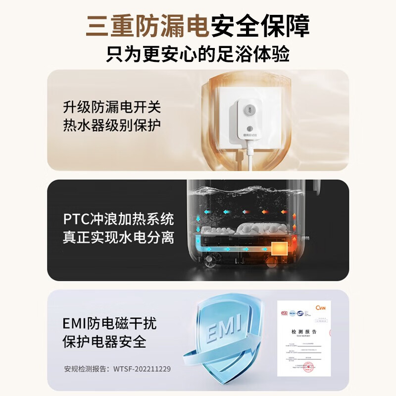 海尔（Haier）泡脚桶足浴盆 全自动按摩洗脚盆 电动足浴桶恒温加热可拆卸按摩盘 高深桶送父母节日礼物 白色