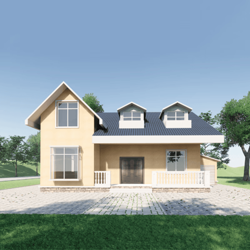 喜墅吉一层别墅图纸新中式田园风农村自建房别墅设计图纸施工效果图