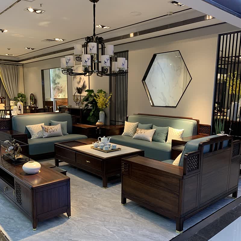 乌丝檀木沙发 乌丝檀木新中式沙发现代简约禅意中国风民宿别墅客l