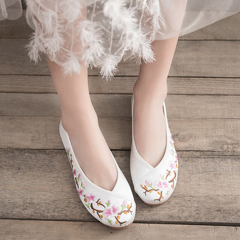 贤语绣花鞋女汉服古风小女孩古装鞋中国民族风古代平底老北京布鞋 212