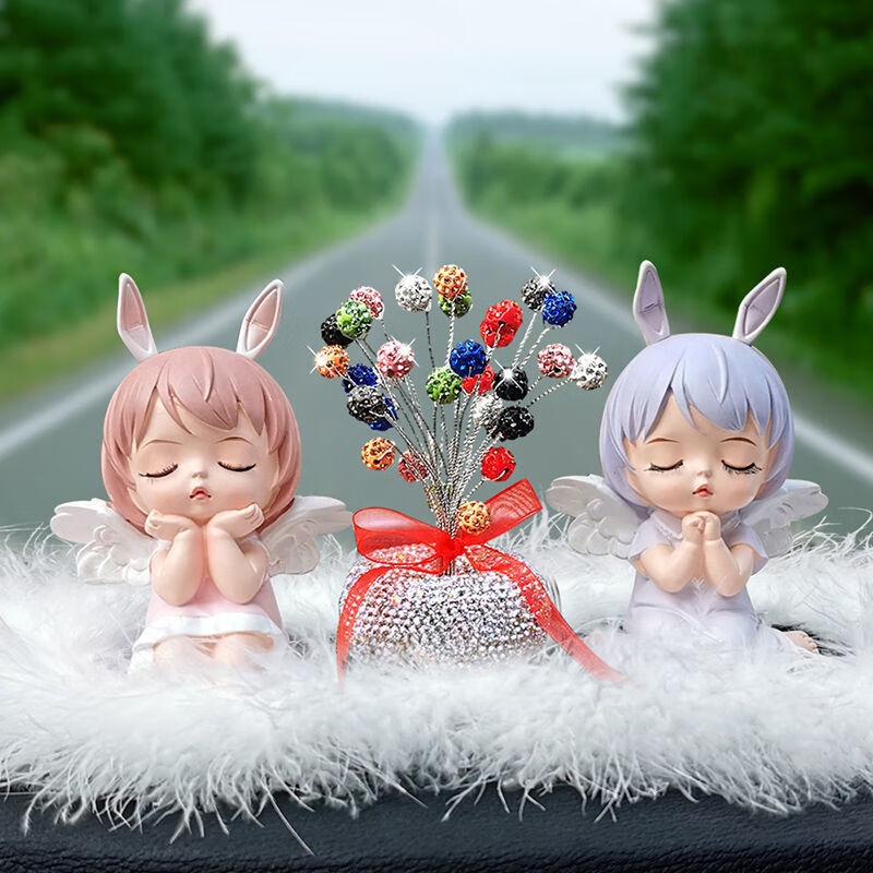 古麦龙汽车摆件创意可爱天使中控摆台女车载装饰车内饰品用 天生一对