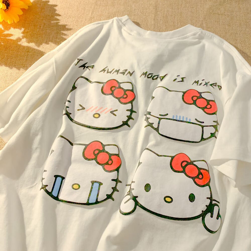 衡曾hello kitty短袖hellokitty短袖男上衣哈喽kitty粉色t恤衣服2023