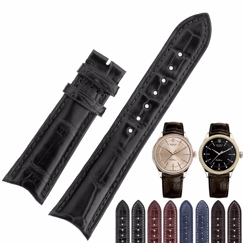 世辉适用劳力士切利尼表带真皮双面鳄鱼皮手表带男50515.50525.