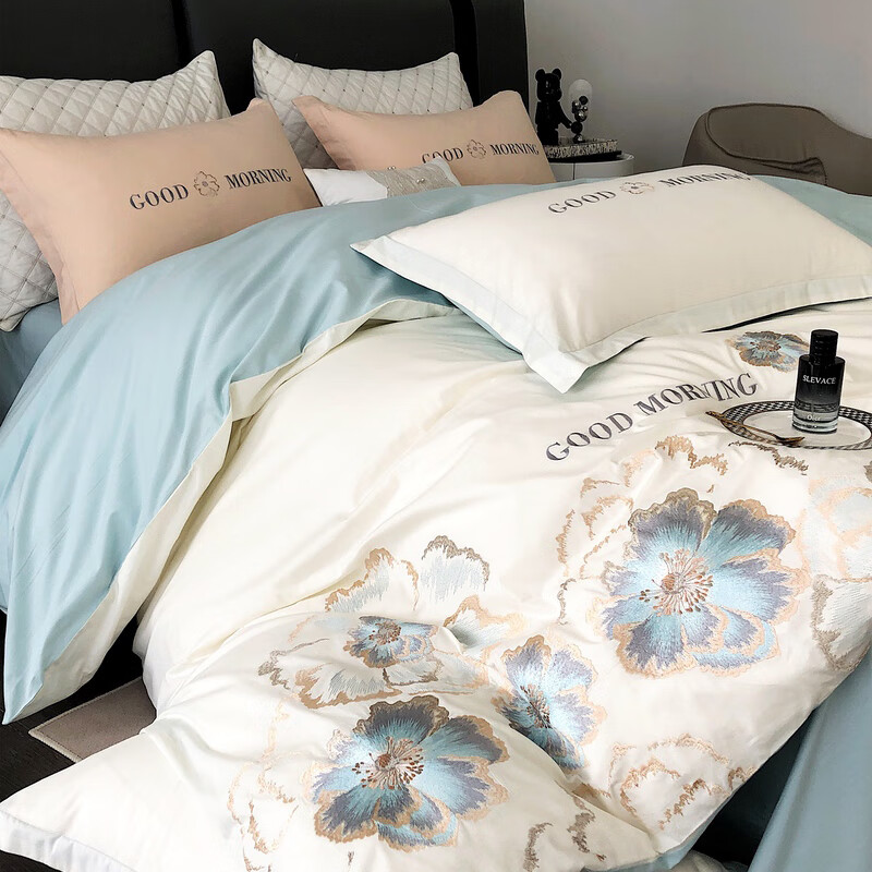 全棉优雅风格刺绣—黛芙妮四件套床单/床笠4件套 黛芙妮-白 标准款