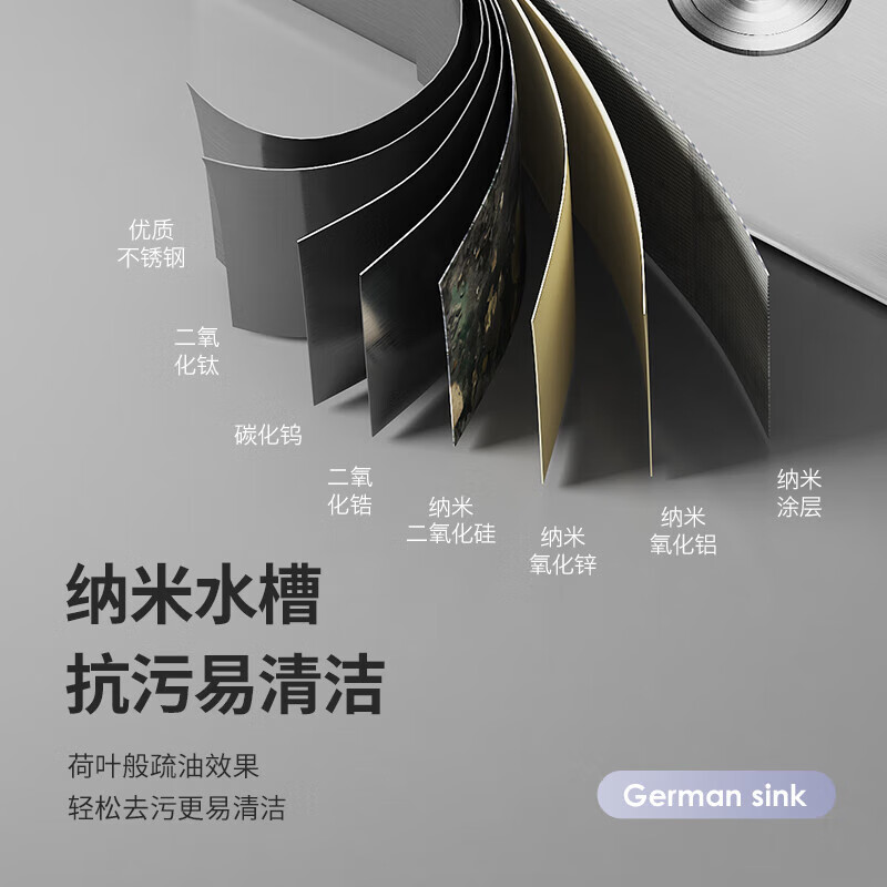 九牧卫浴厨房水槽大单槽家用纳米洗菜盆手工SUS304不锈钢洗碗槽池 官方JOMOO-纳米银水槽