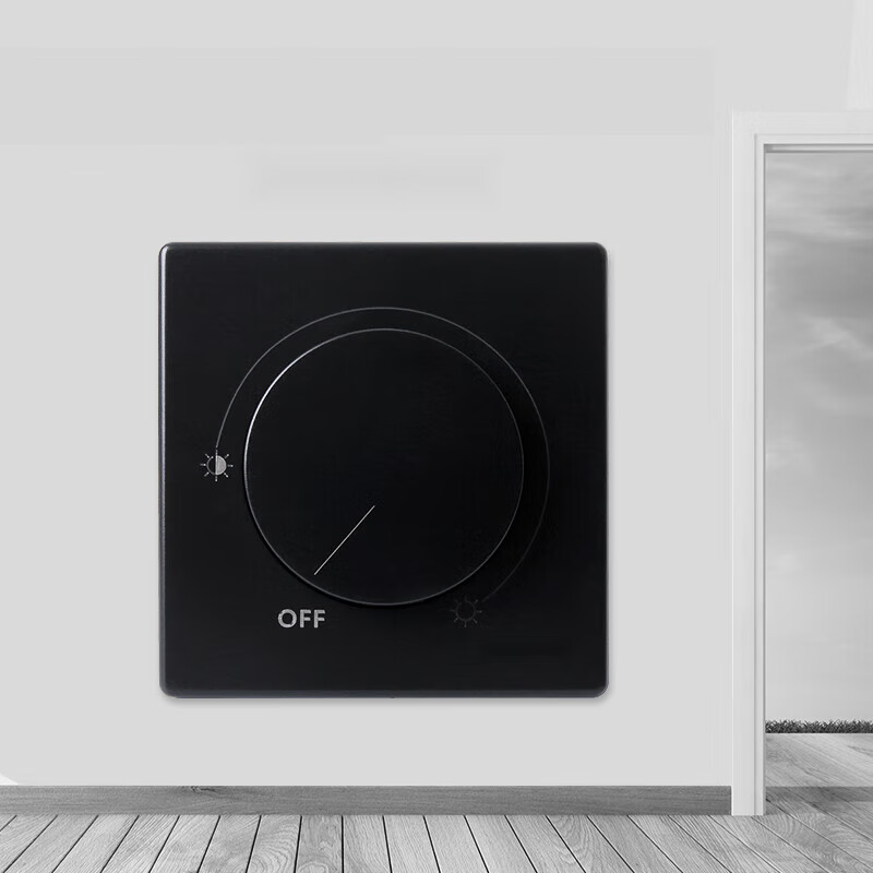 施韵令无极调光开关调光面板be黑色一位旋钮式86型灯光500w调节器