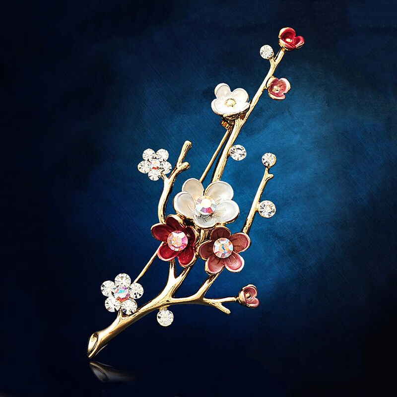 岁语闲盐复古宫廷梅花胸针中年女防走光秋冬气质优雅新款国潮配饰