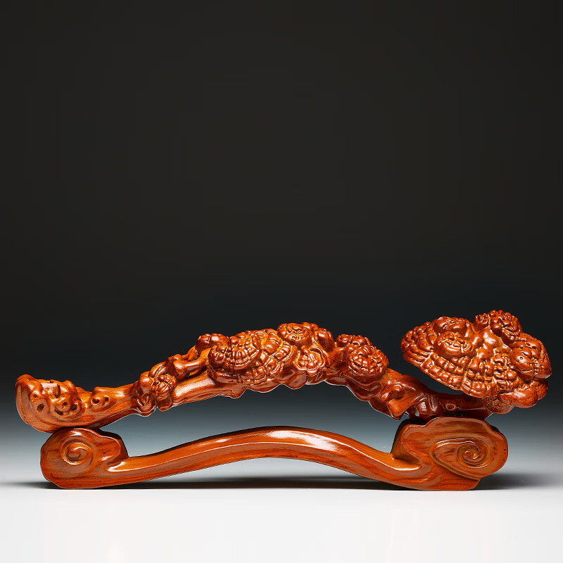 花梨灵芝如意长15cm无底座