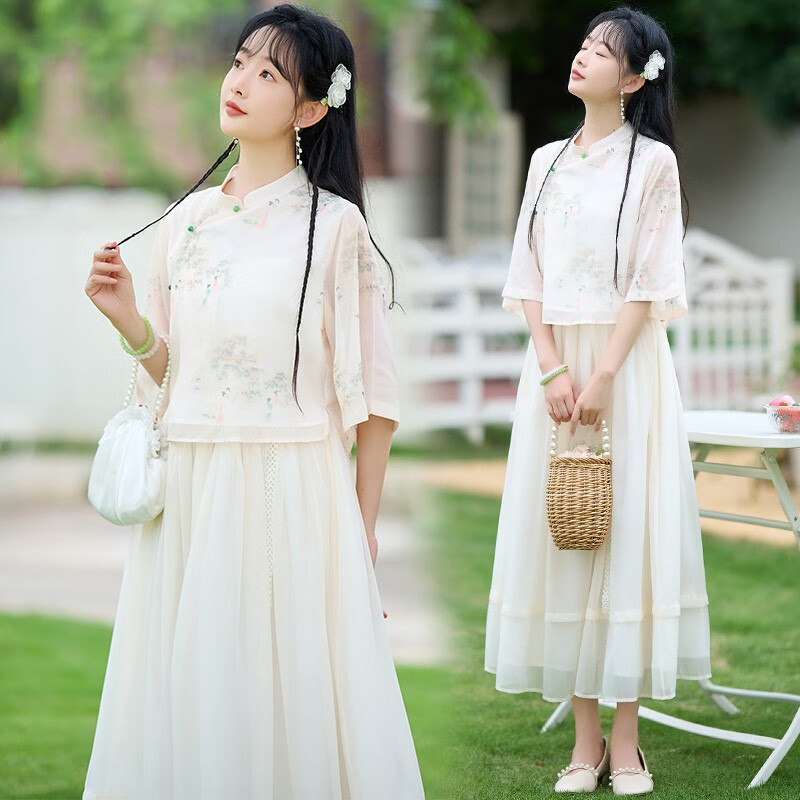 景华年改良汉服成人女夏季新中式复古汉元素文艺中国风美人上衣裙子套装 美人杏上衣+杏色裙子 L使用感如何?
