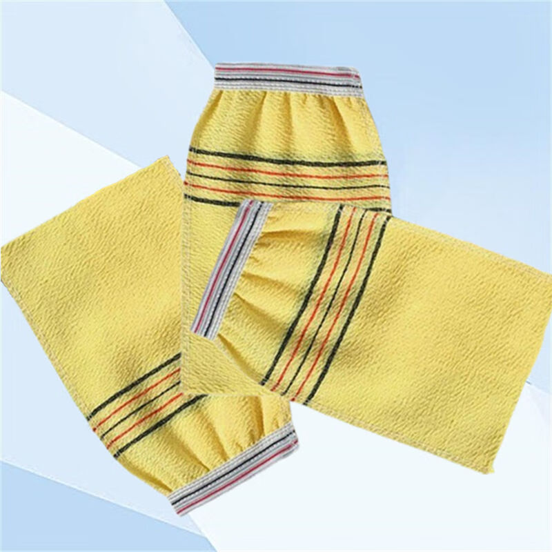 日美新特粗砂搓澡巾单层双面薄款搓澡神器搓背强力去污搓泥成人洗澡巾男 黄色单层250D粗砂[3条装]