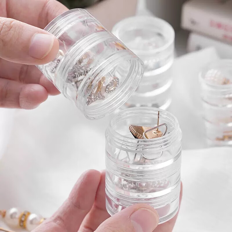 优品卫精致叠加首饰收纳盒多层戒指项链耳钉便携透明饰品盒美甲整理盒子 大号+小号【各1套】