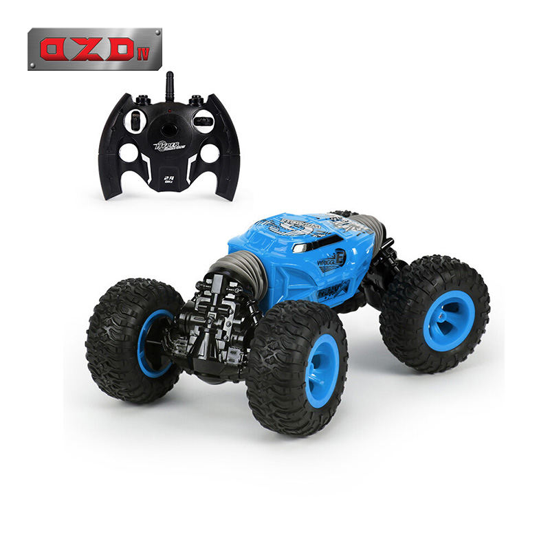 DZDIV 遥控车 双面扭变四驱攀爬车 儿童玩具大型遥控汽车模型耐摔配电池可充电UD2169A蓝