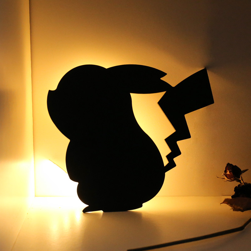 日式创意黑猫剪影灯皮卡丘小夜灯猫猫声控灯走廊灯喂奶灯春节礼物