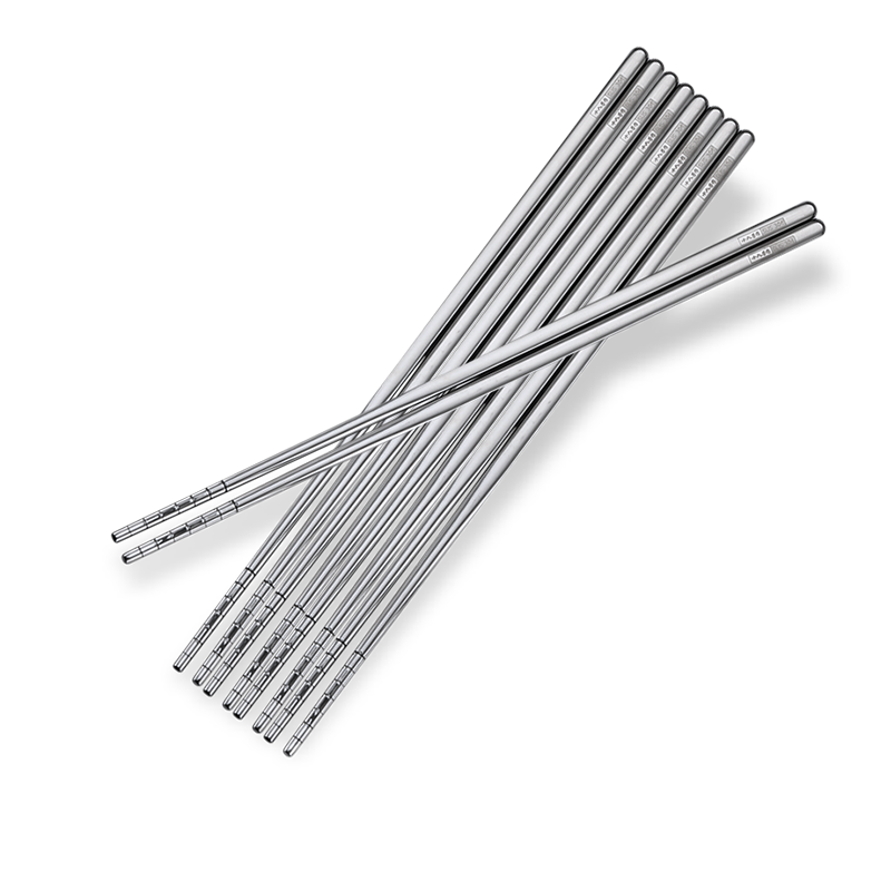 十八子作304不锈钢筷子套装  防滑不易发霉家用筷子餐具 耐高温方形快子 304不锈钢筷子 5双