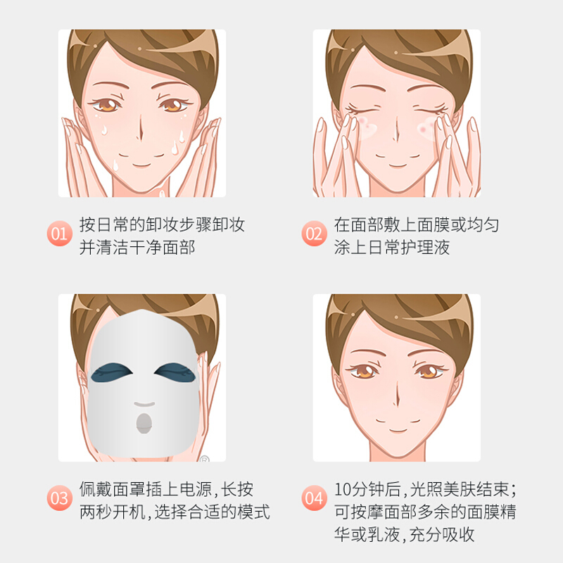 金稻（K-SKIN）美容仪家用脸部面膜光子嫩肤导入面部红光红蓝光led面罩 KD036A白色