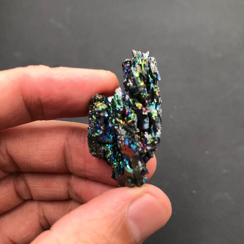 天然水晶宝石石头奇石矿石标本原石摆件地质教学科普摆件 七彩矿一块