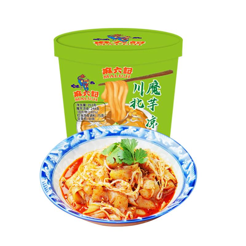 麻六记魔芋凉皮353g/桶装川北凉皮速食方便夏日美味清凉可口面皮 魔芋