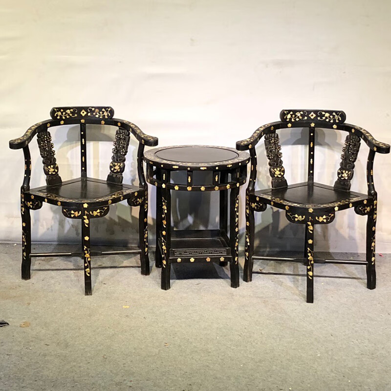 古典家具檀木情人椅三件套jh1189