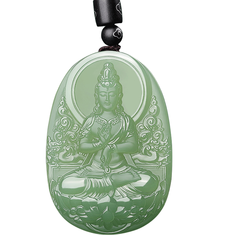 九福潤(rùn) 和田玉吊墜男羊脂玉白玉蓮花觀音玉墜男款項(xiàng)鏈玉石掛件玉佩玉牌 和田玉湖水綠蓮花觀音吊墜