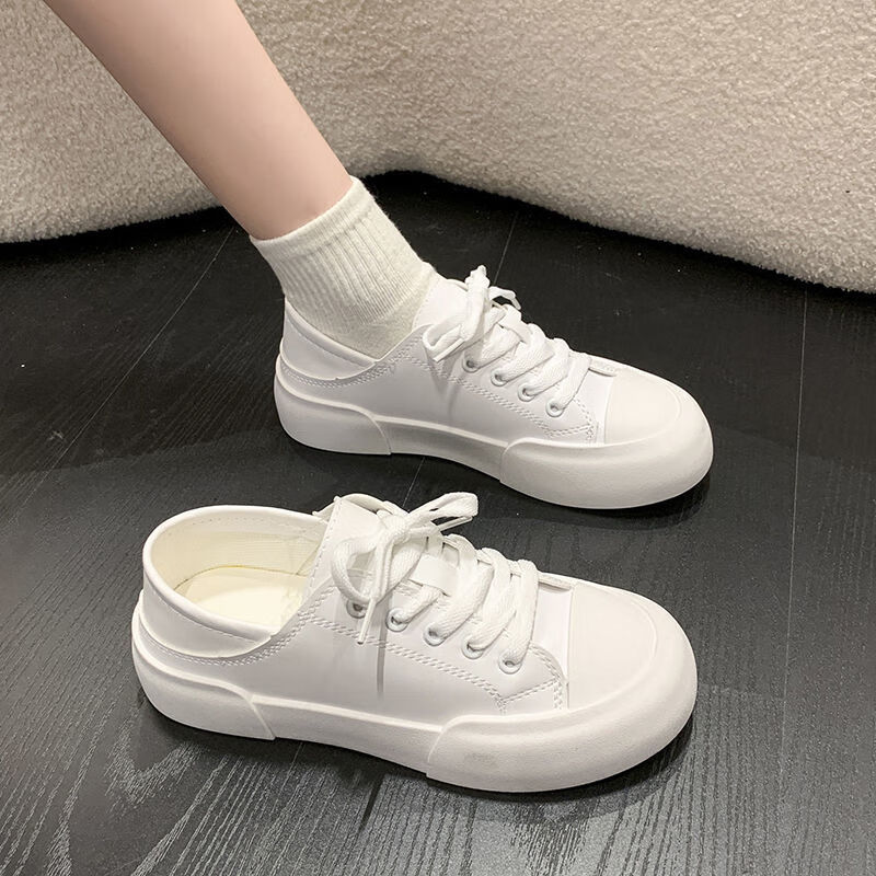 斯坦威克两穿白鞋女夏季透气女鞋学生百搭ins风厚底板鞋 白色 35