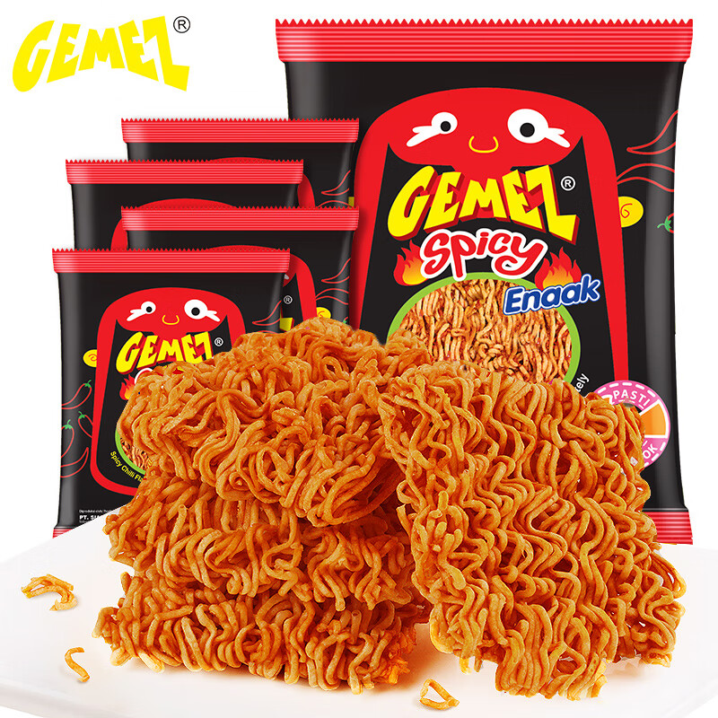 GEMEZ印尼进口 小鸡干脆面 方便面 干吃面休闲零食 火辣鸡肉味 4包入