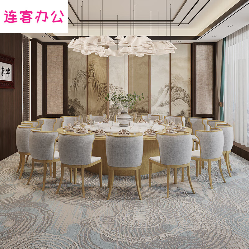 0米电动餐桌 木制转盘