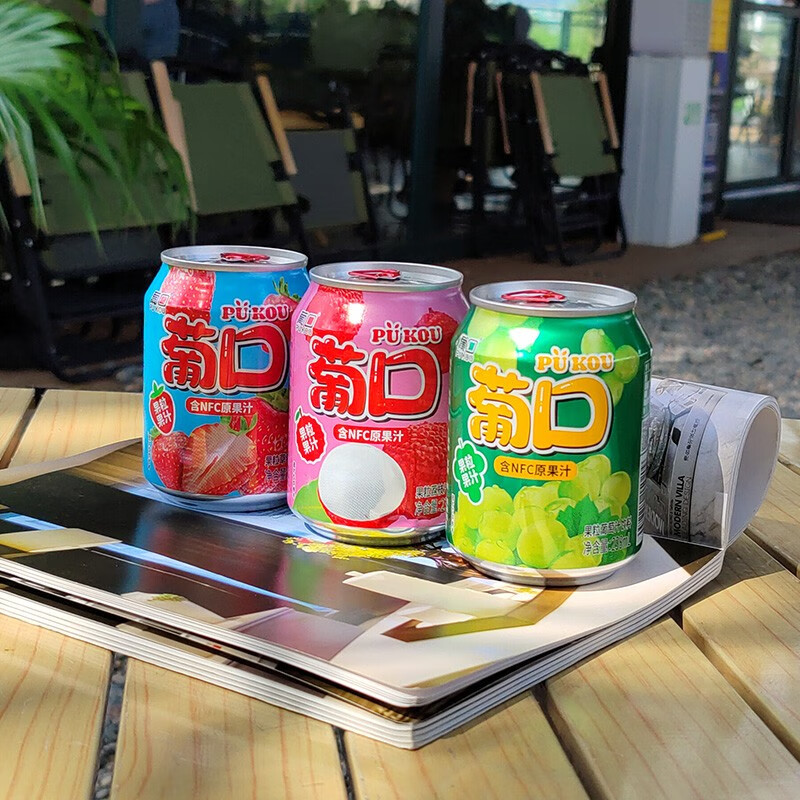 葡口（pukou）果肉饮料含NFC果汁葡萄黄桃荔枝草莓柚子金银花混搭口味便携整箱 【葡萄3黄桃3荔枝2草莓2】238ml*10罐 日期新鲜破损包赔