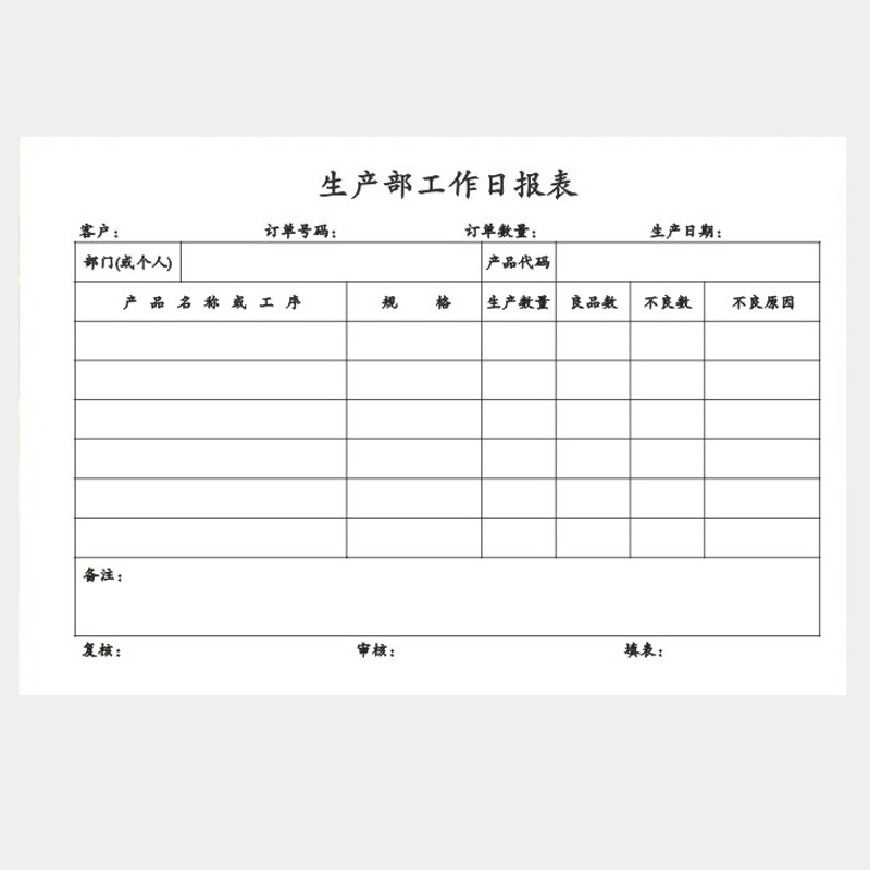 倾阑 生产日报表  生产车间报表 个人工资结算单记工单 生产部工作日