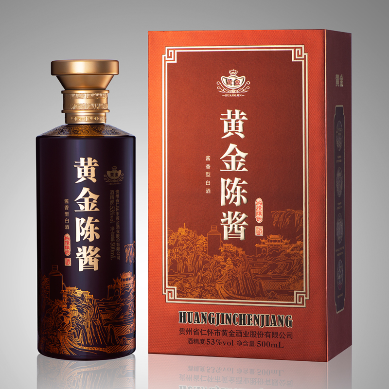 黄金酱酒 53度 贵州茅台镇 酱香型白酒 黄金酒 黄金陈酱 500ml*1瓶 单