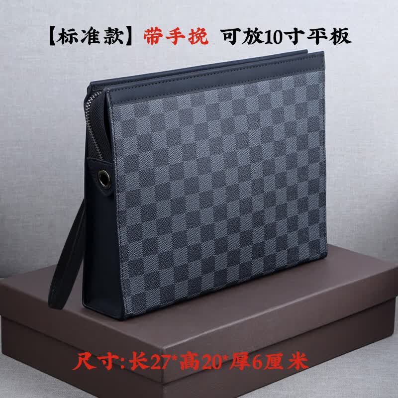 沐小白轻奢品牌新款手拿包男士手包牌休闲潮牌信封包男式大号包包的 带手挽 27*20*6厘米可放10寸平
