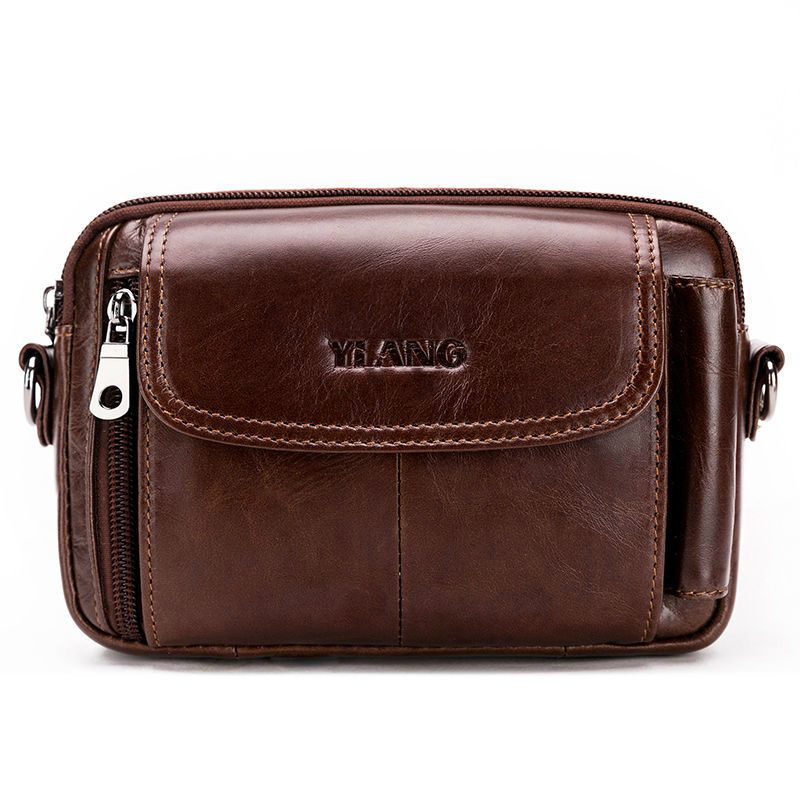 酷奇袋鼠真皮男士手机腰包穿皮带横款大容量腰间挂包多功能斜挎包头层