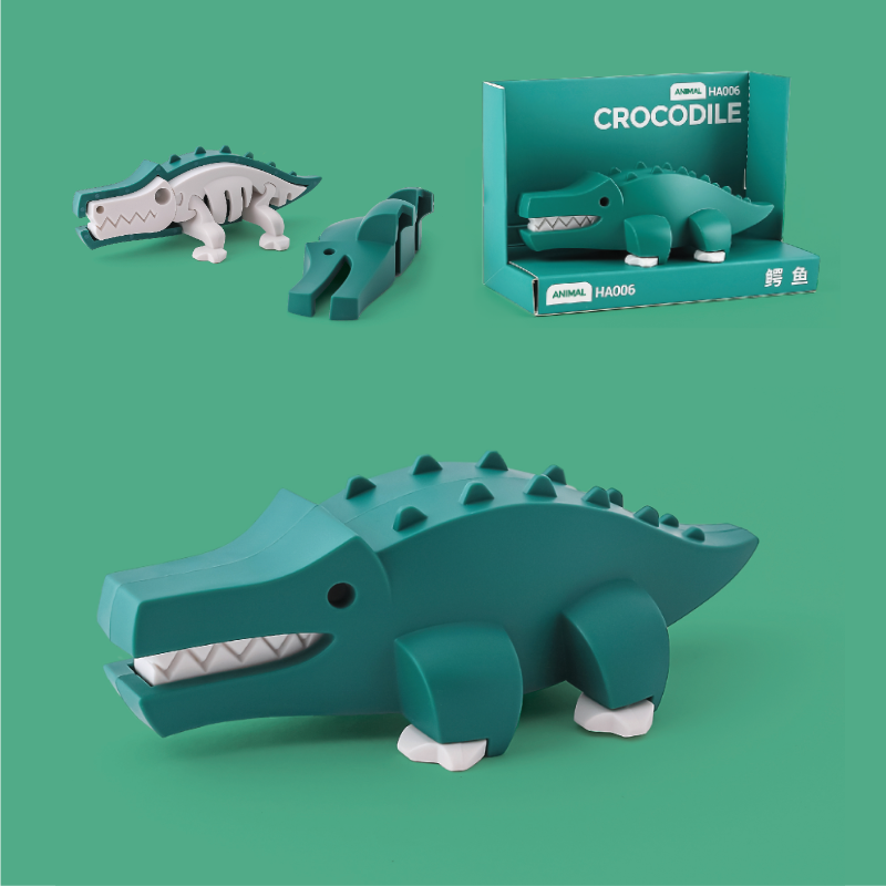 积木儿童玩具模型立体拼插拼装摆件场景拼装3礼物4 鳄鱼-展台款(畅玩