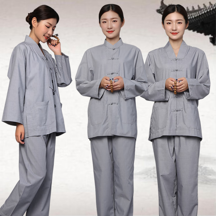 秋凤雅出家尼姑穿的衣服禅意居士服女款套装中国风布扣禅修服环城法会