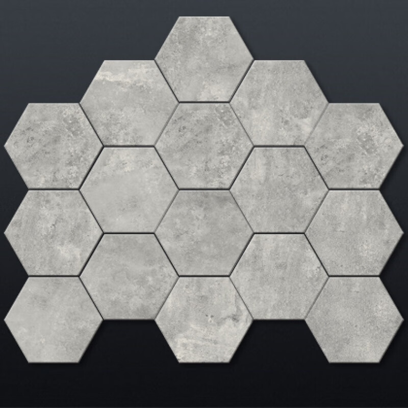 哲弘地六边形瓷砖工业泥灰色花砖六角砖酒吧餐厅厨房卫生间滑地 tx001