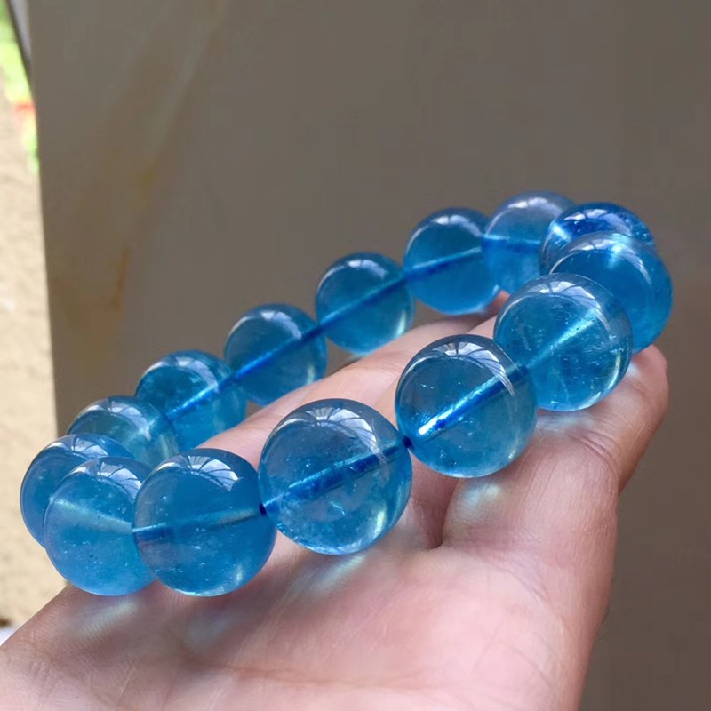 款海蓝宝手链无优化冰种湛蓝 晶体通透海水蓝佩戴大气上档次 浅蓝色