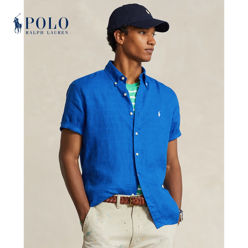 Polo Ralph Lauren 拉夫劳伦 男装 24年春经典版型亚麻衬衫RL18269 401-蓝色 M
