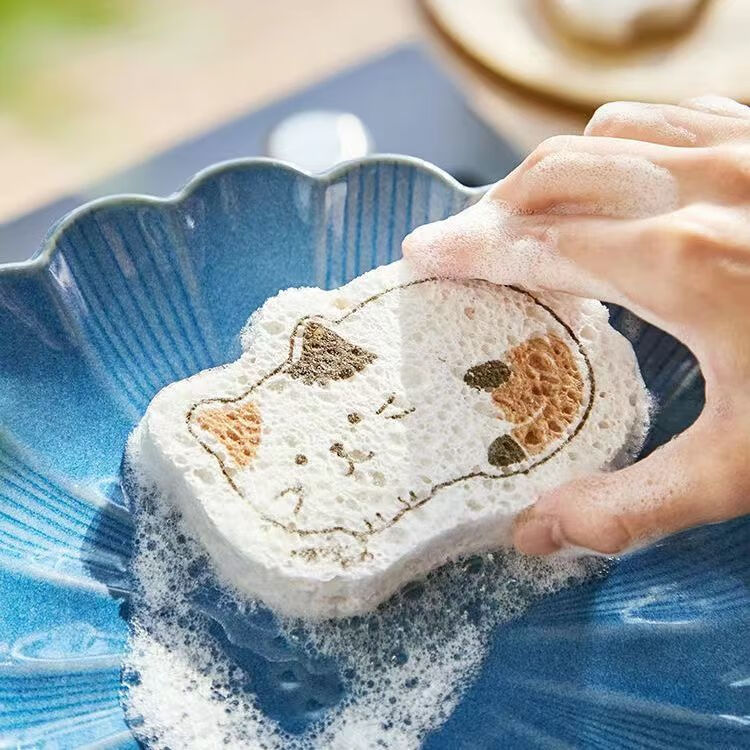 木浆棉洗碗布不沾油厨房洗碗海绵擦吸水变大洗盘碗抹布巾刷锅神器 6个