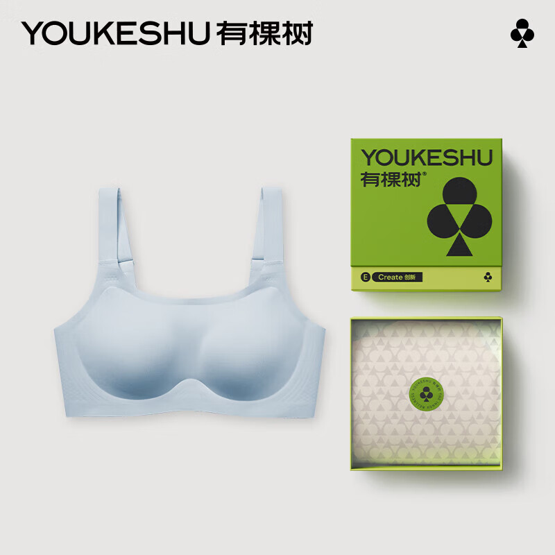 有棵树E级内衣女无钢圈文胸防下垂果冻胶条bra女 浅灰 L怎么看?