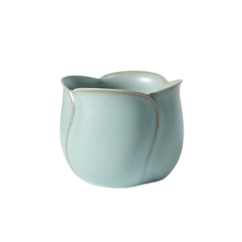 東道 汝窯 河南非遺大師茶具茶杯陶瓷功夫茶杯主人杯開(kāi)片精美禮盒送禮 合美杯 100ml