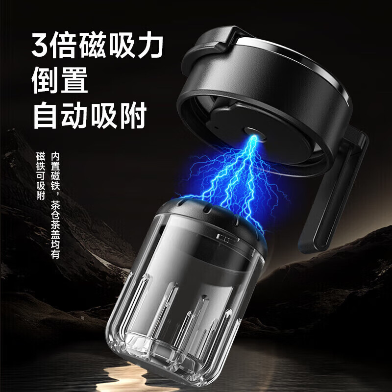 小米生态链同款茶水分离磁弹杯Tritan材质便携带茶隔户外大容量男 550ml 黑色 0个