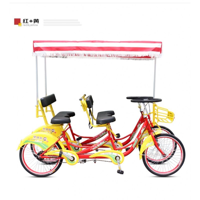 2022奥威特24联排四人多人自行车一体轮双人情侣并排景区出租观光单车