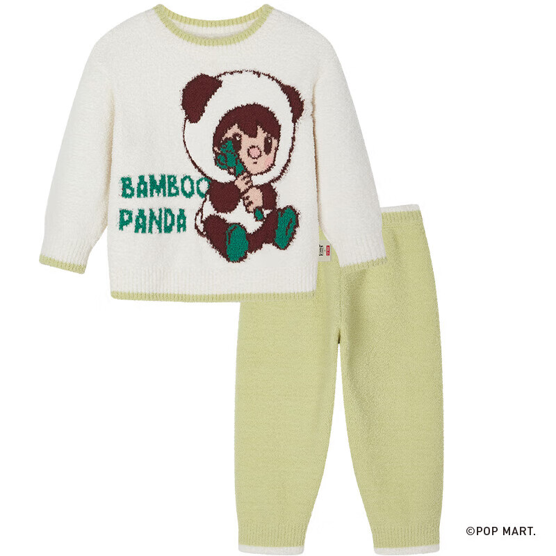 ibaby/英伦宝贝小甜豆联名羽毛纱恒温儿童套装男女童秋季衣服中大童家 套头款-竹子熊猫 110
