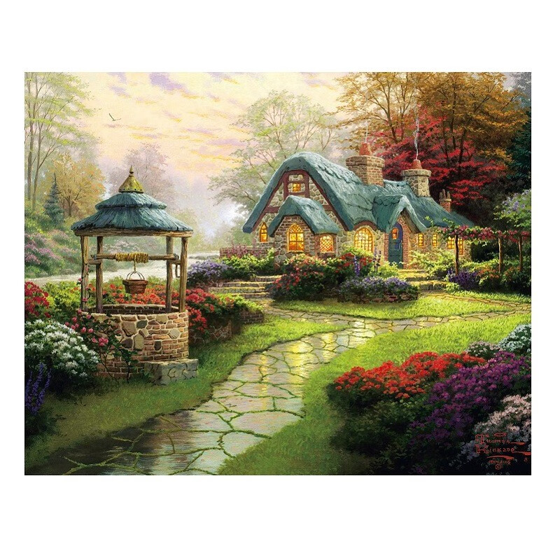 拼图500片高难度大颗粒8岁以上儿童风景 500片庄园【带原木色相靠】