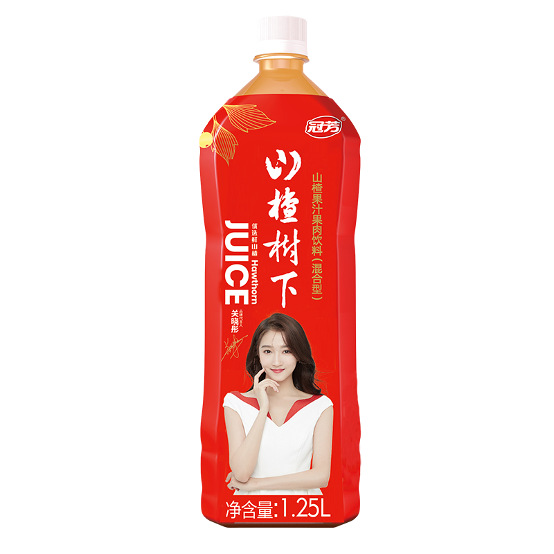 guanfang 冠芳 山楂树下 山楂果汁果肉饮料 1.25L*6瓶