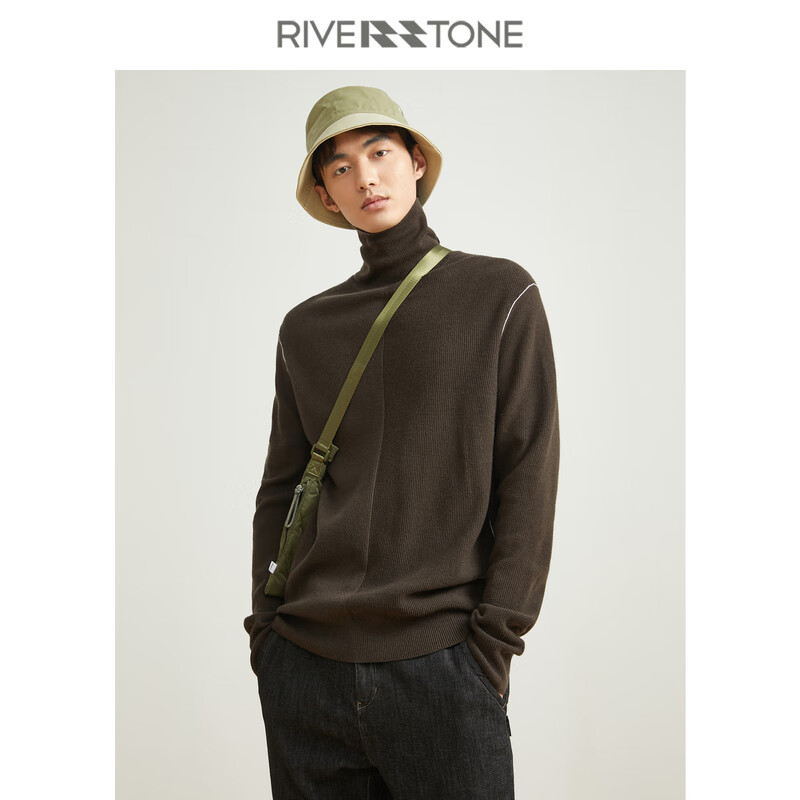 riverstone流石男装冬装高领复古长袖毛衣新款冬季男士高端内搭羊毛