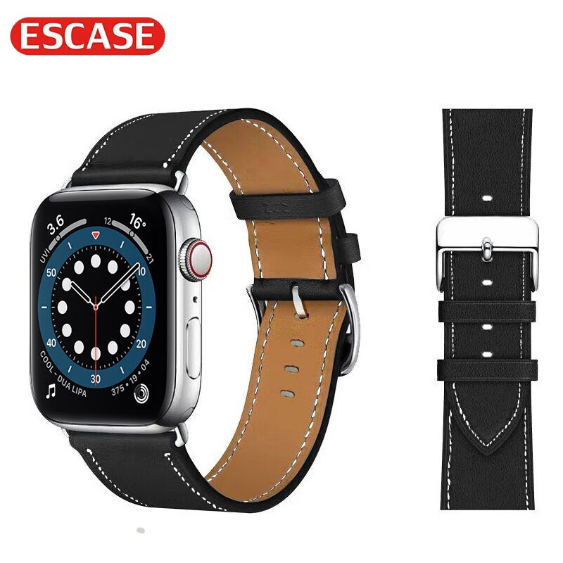 escase 苹果手表表带apple iwatch爱马仕款swift小牛皮真皮表带ultra