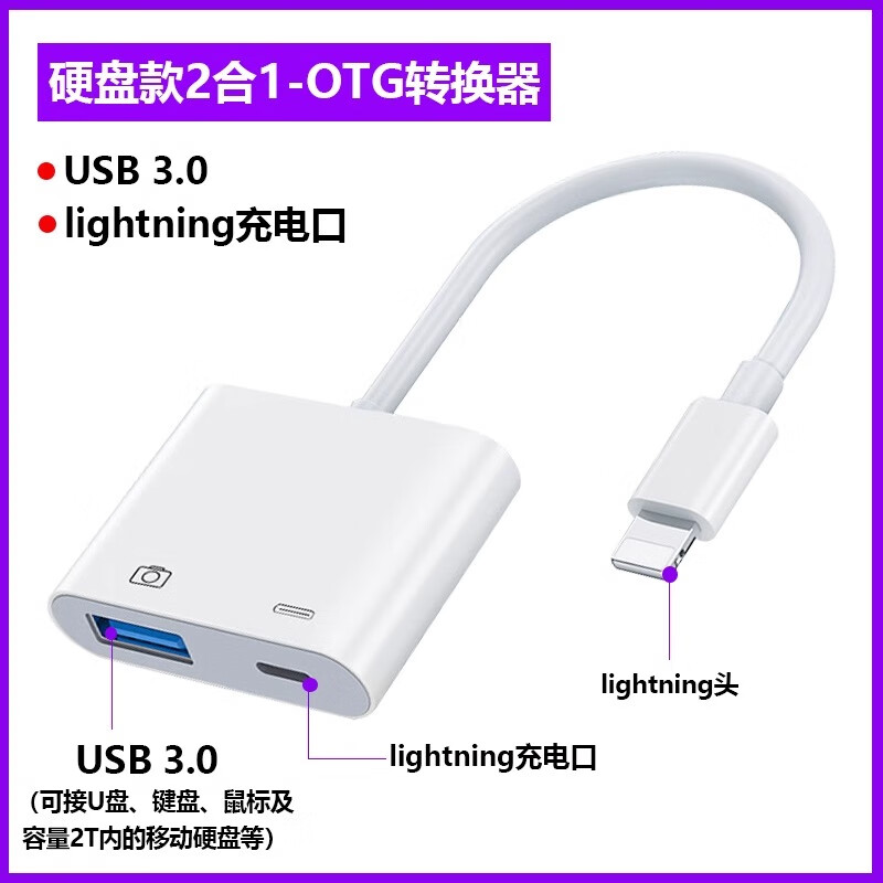 拓思曼移动硬盘转换器适用iphone16苹果15promax/14/13手机otg转接头