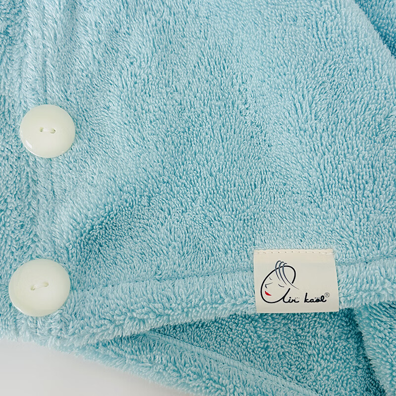 浅野（air kaol）干发帽女洗澡浴帽【日本进口】纯棉吸水成人儿童加厚干发巾礼盒 双扣抗菌A类 海蓝色1件