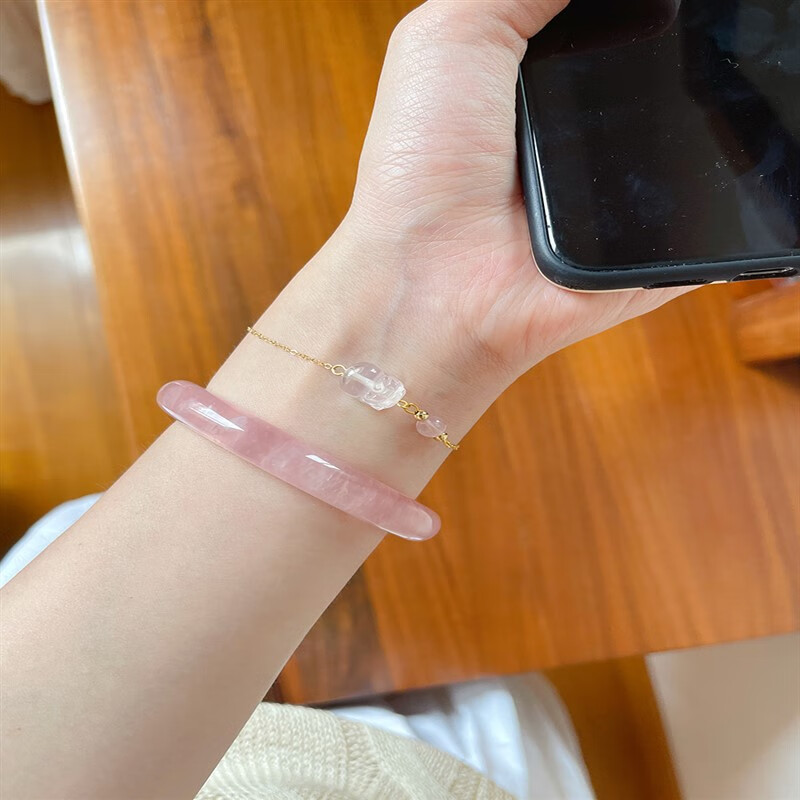 草莓晶粉晶手镯少女玛瑙玉石水晶手环 测量方法示意图 佩戴的时候需润